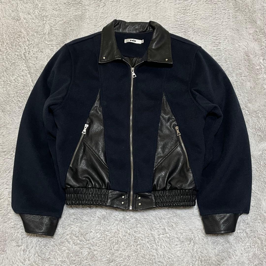 ヨーロ　ポイントレザージャケット　スタッズ　キルティング　短丈　レザーカラー　M