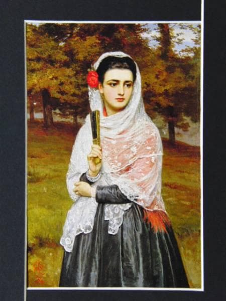 C・リダデイル、朝の散歩、希少画集の一頁、 新品高級額装付