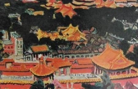 梅原龍三郎、【紫禁城】、希少な大判額装用画集より、美品、日本人画家