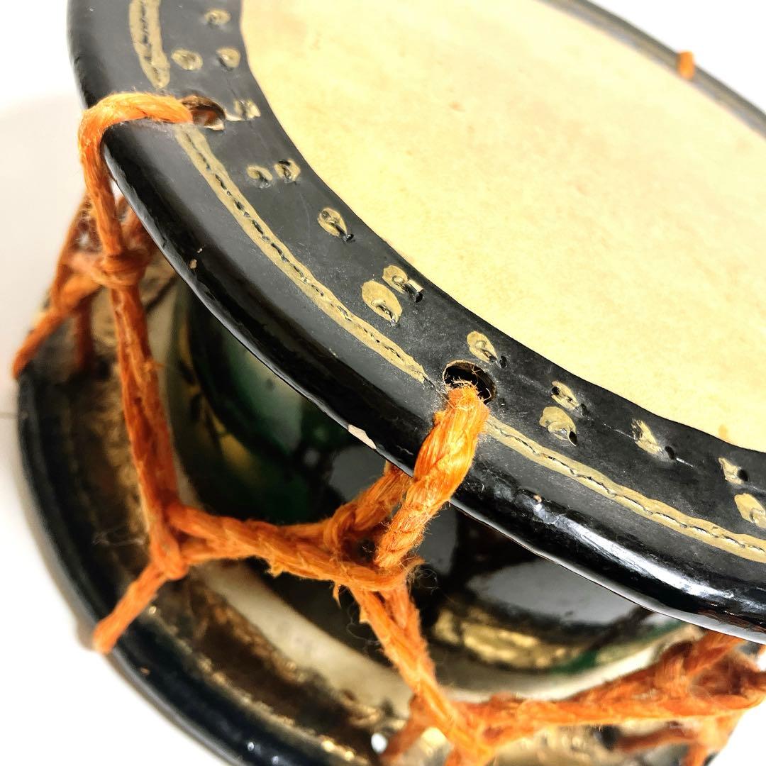 【蒔絵・金彩】締め太鼓　和太鼓 34.5cm×15cm 松絵柄