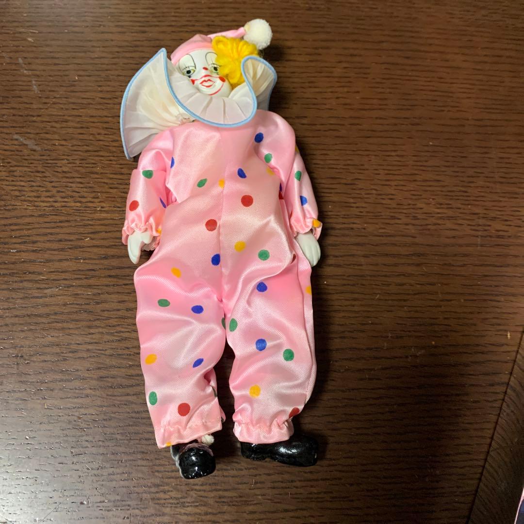 昭和レトロ ピンクのクラウン人形 ピエロ 道化師人形 水玉模様 - メルカリ