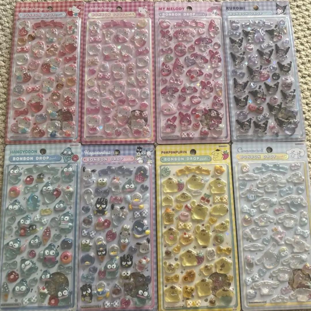 【国内正規品】サンリオ　ボンボンドロップシール 8種コンプリートセット