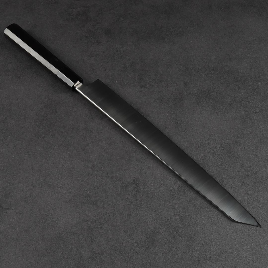 6179 梵静刃物 切付柳刃包丁 尺寸 V金10号 刺身包丁 黒檀黒水牛角八角