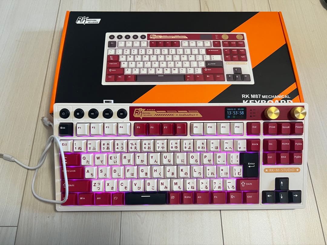 RK M87 メカニカルキーボード 赤/白
