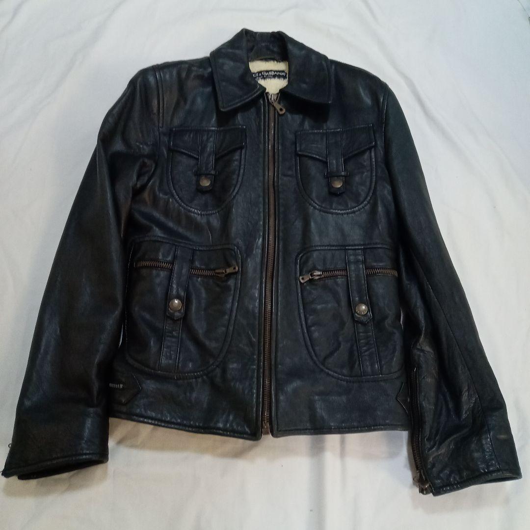 Dolce & Gabbana レザーシングルライダースジャケット