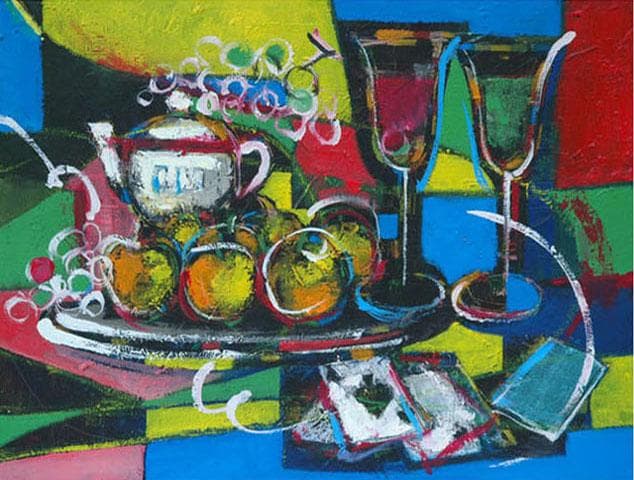 油絵 菅家令子 絵 絵画 インテリア uF6-120309 静物 フルーツ