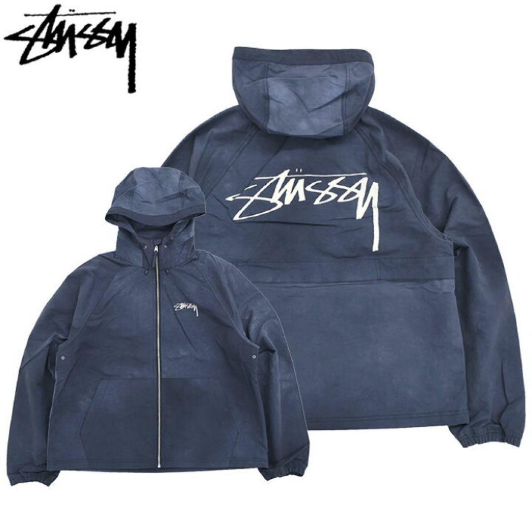 Stussy フード付きナイロンジャケット ネイビーM - メルカリ