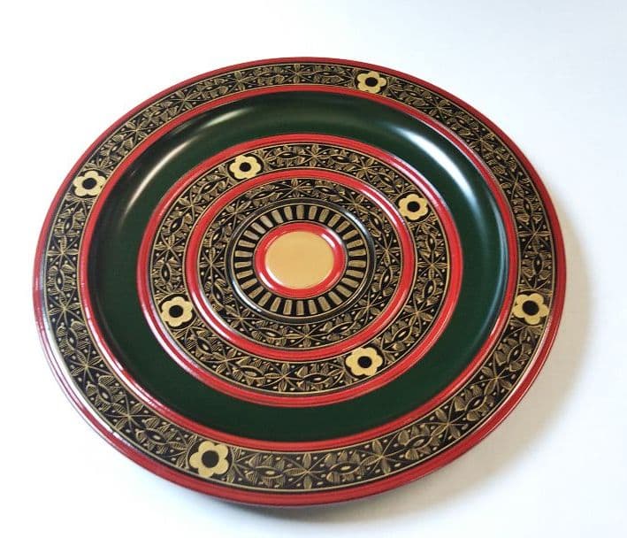 茶道具 山中塗 コマ 独楽 菓子盆 表千家 即中斎 在判箱書