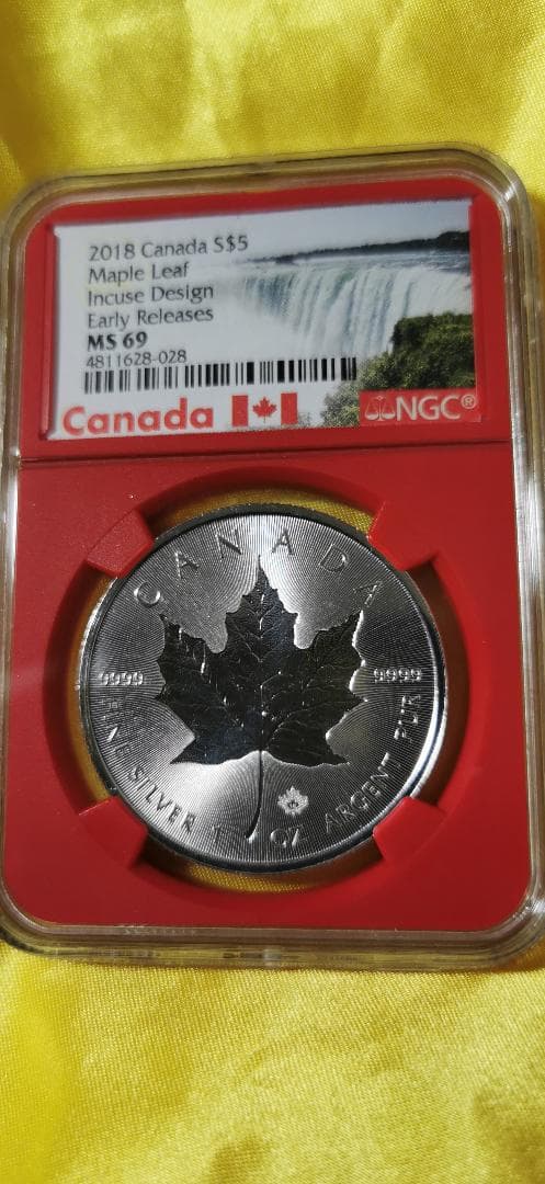 2018年☆MS69☆シルバーメイプルリーフ銀貨☆NGC☆未使用☆地金型銀貨