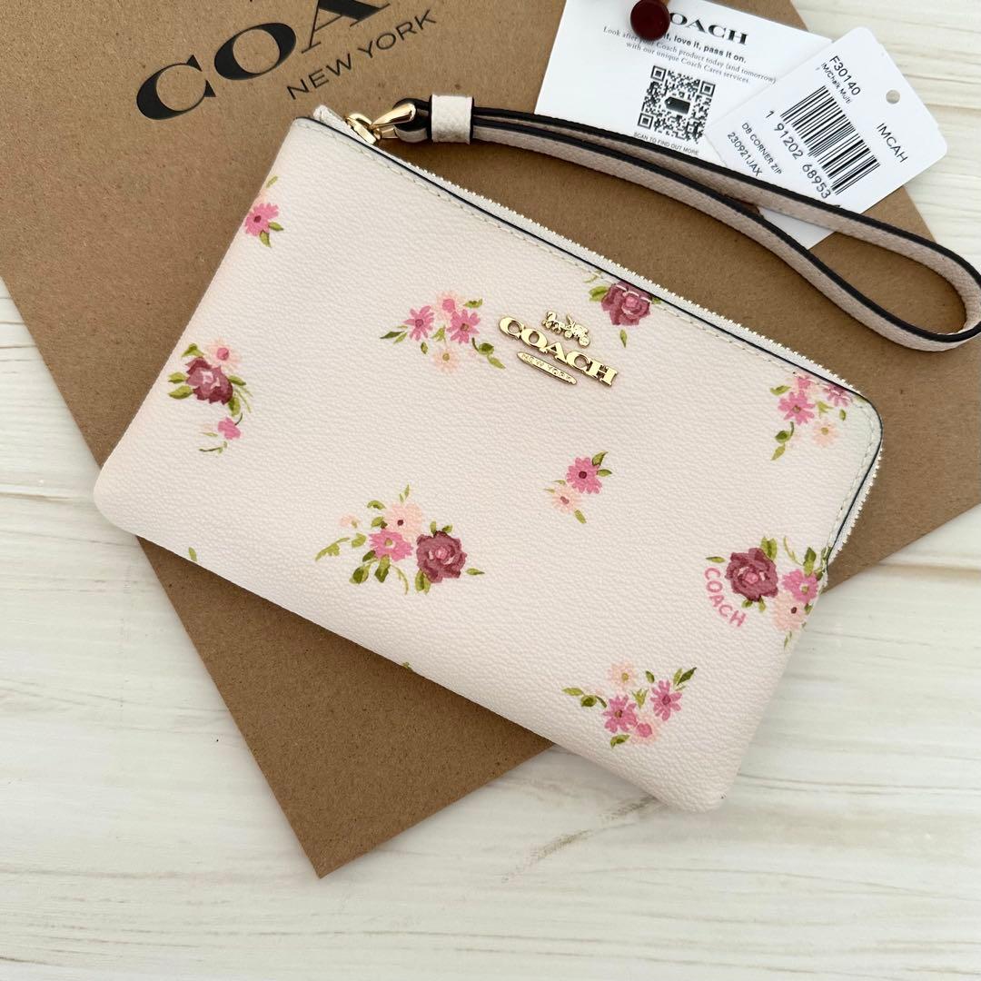 新品 COACH コーチ ポーチ タバコケース 花柄 ホワイト