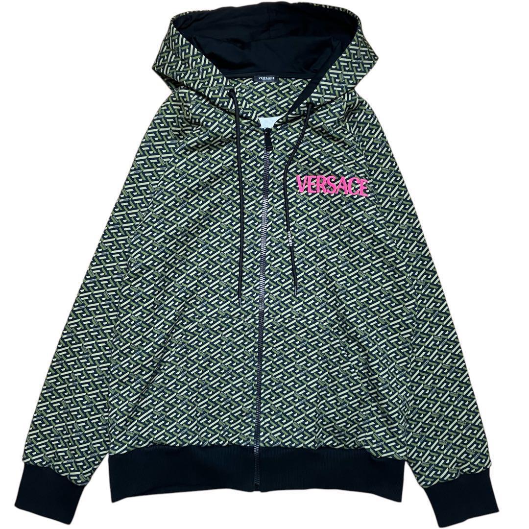 極美品　VERSACE ジップアップパーカー　グレカ　総柄　38サイズ