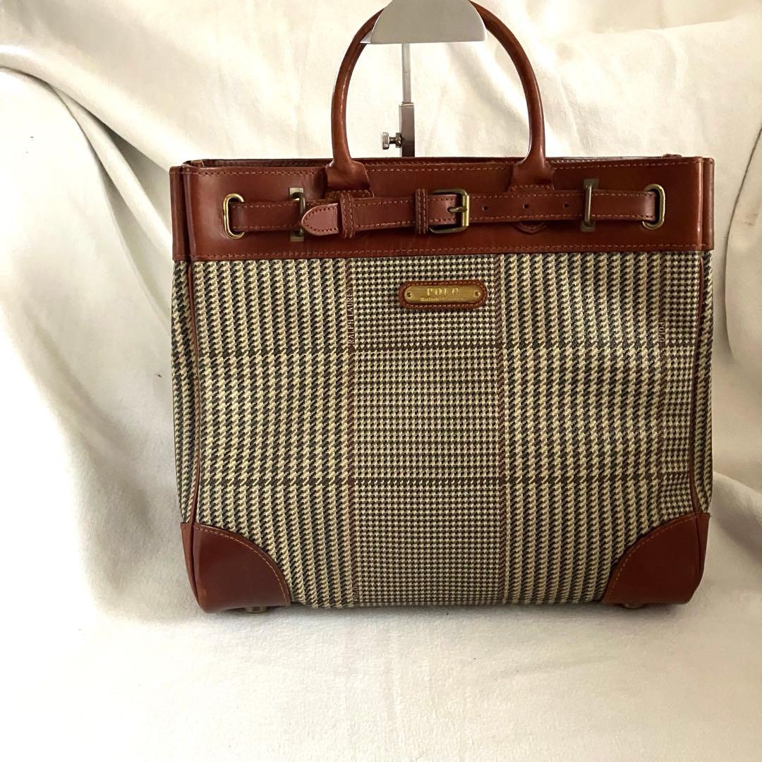 POLO ポロラルフローレン ハンドバッグ ビンテージ 千鳥柄 A4可 トート
