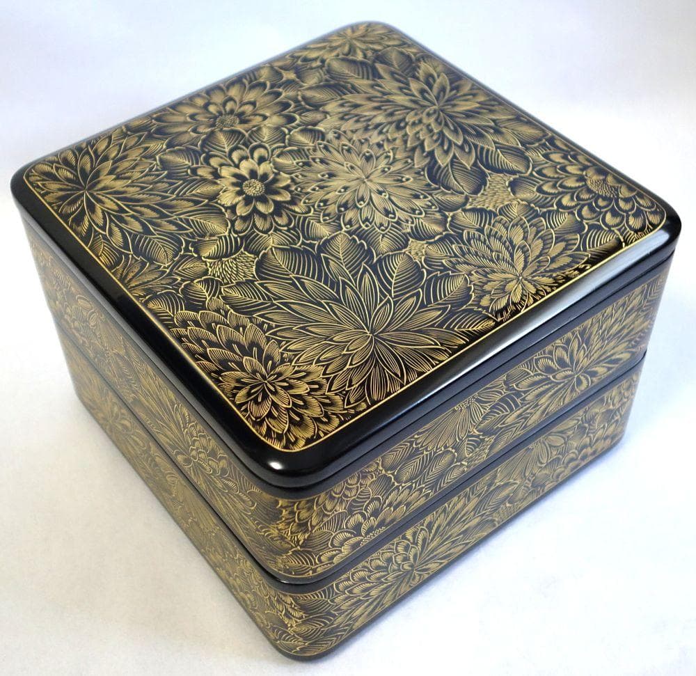 輪島塗 沈金菊花文様 二段重箱 - メルカリ