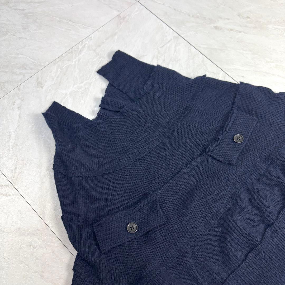 美品 y's ワイズ ヨウジヤマモト 変形 アシンメトリー ニット ネイビー