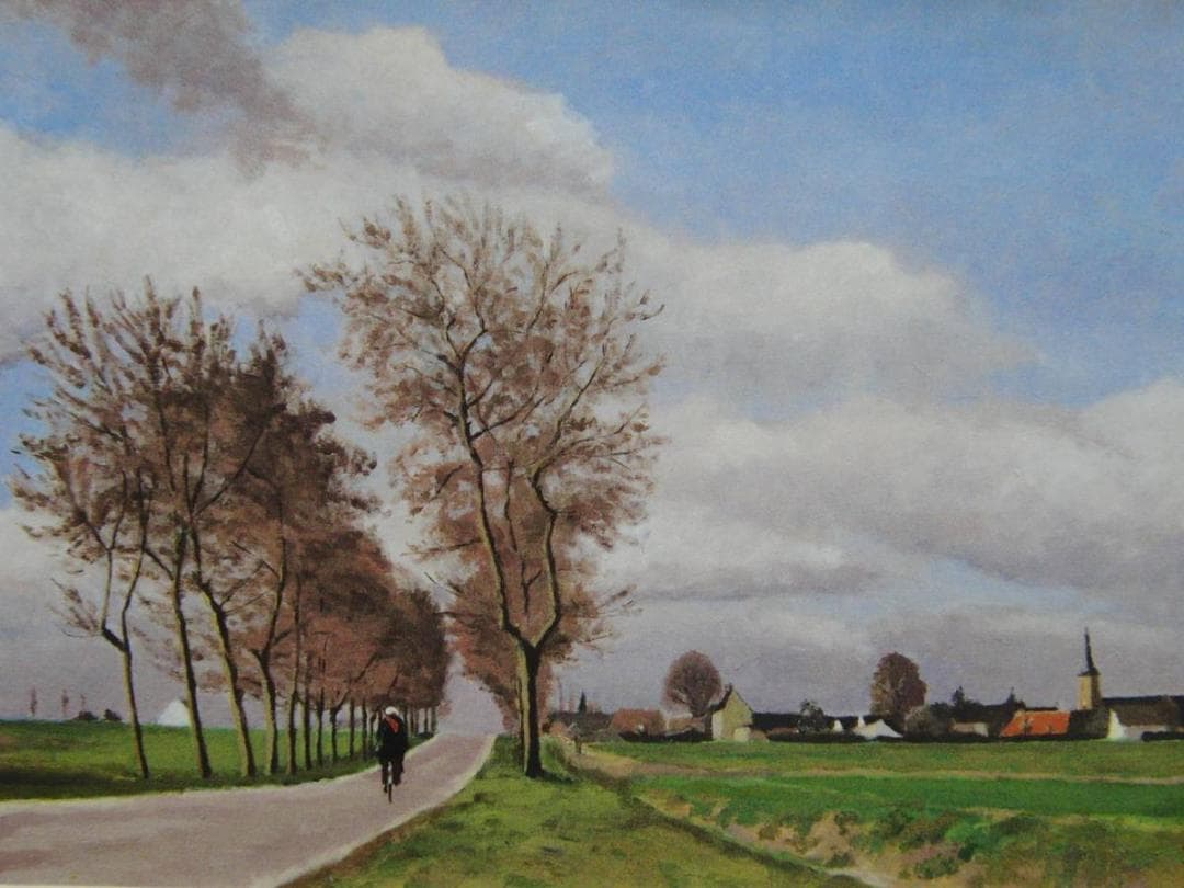 谷内こうた、冬の並木、希少な画集より、新品高級額・額装付