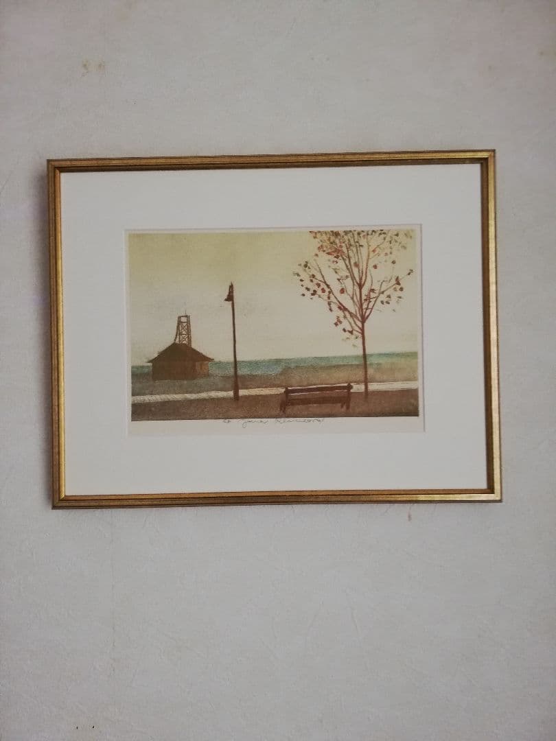 アート619　「浜辺(サンフランシスコ)」　チェコのリトグラフ(石版画)