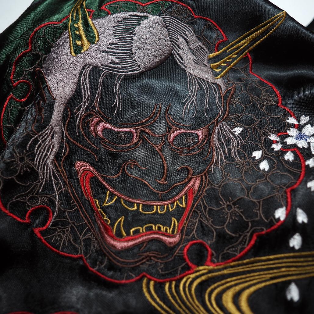 美品】satori さとり 般若 髑髏 花魁柄 桜 刺繍リバーシブルスカジャン