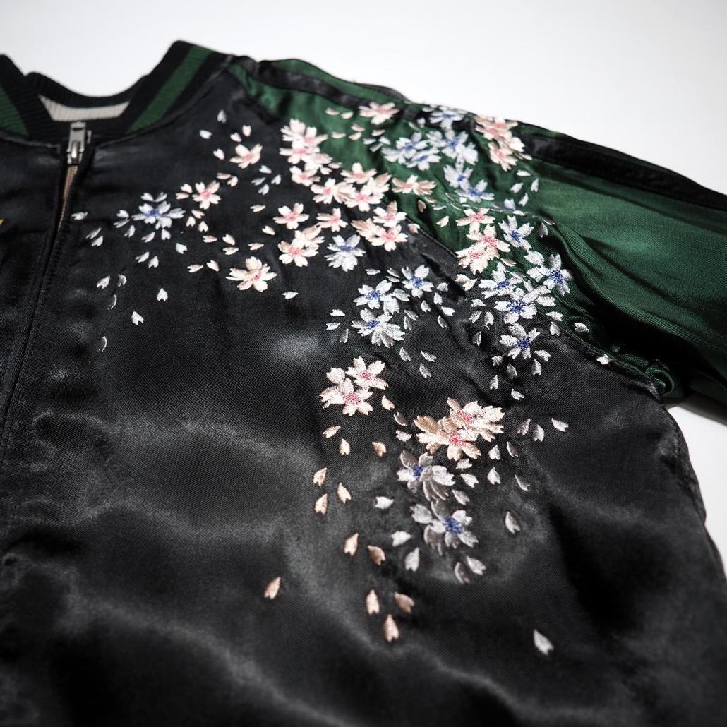 美品】satori さとり 般若 髑髏 花魁柄 桜 刺繍リバーシブルスカジャン