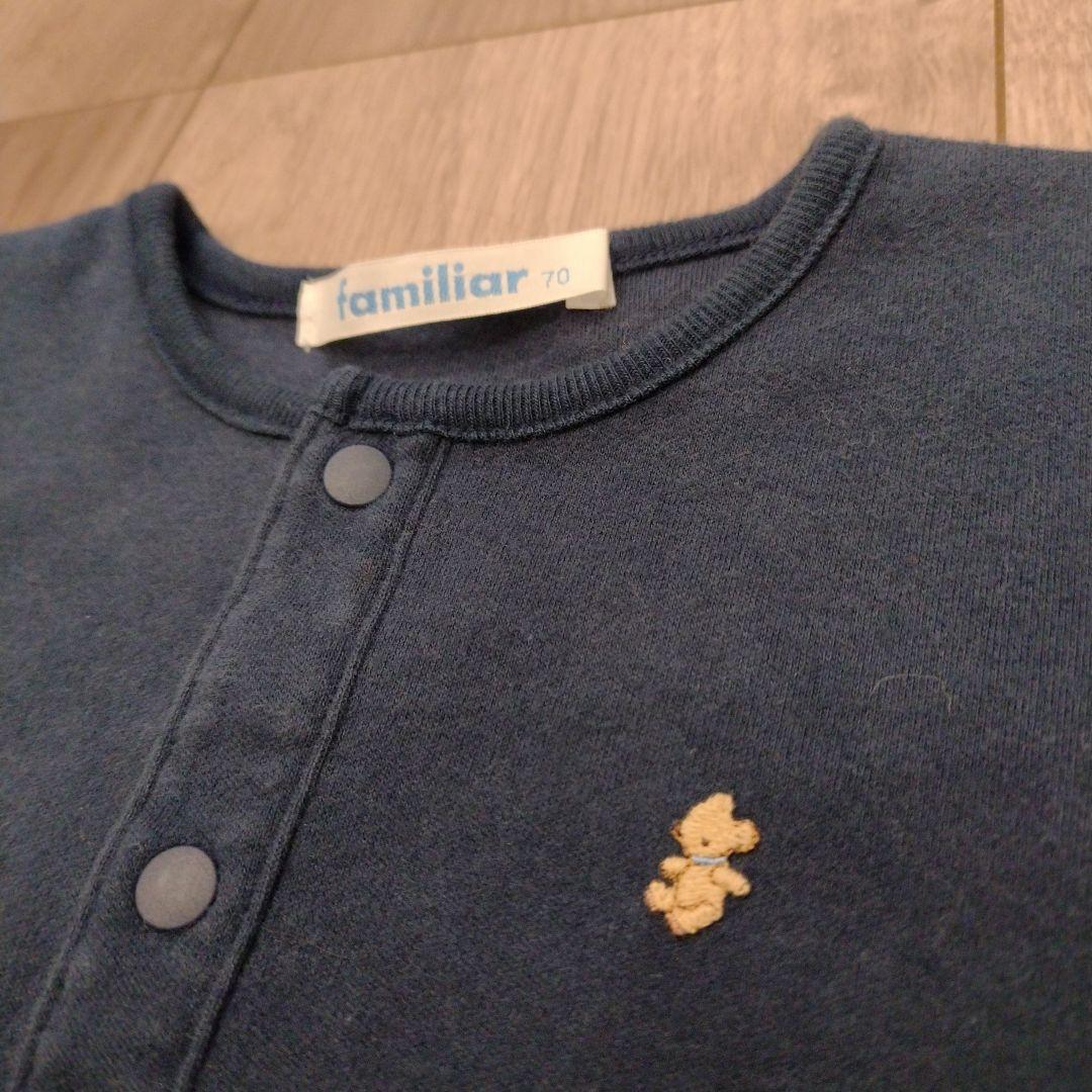 ◇最終価格☆familiar☆70 チェックロンパース 赤いタグ付き 春秋冬