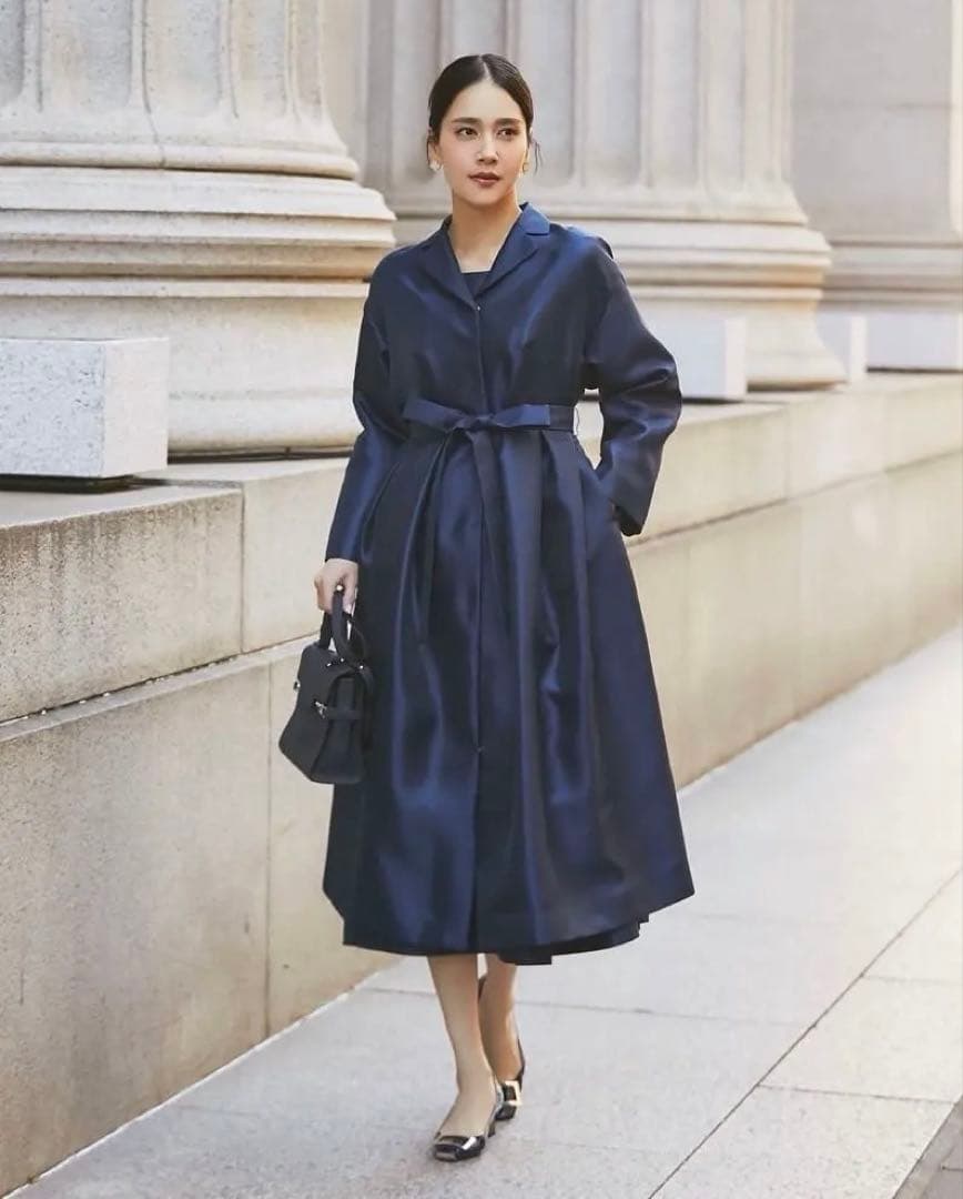 新品】セブンテン seventen ミカドサテンドレスコート ネイビー - メルカリ