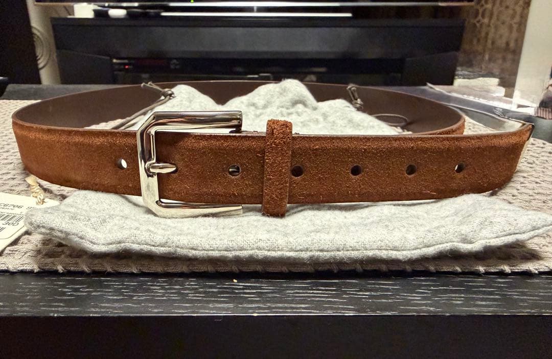 美品！BRUNELLO CUCINELLI リバースレザーベルト95チップ付き