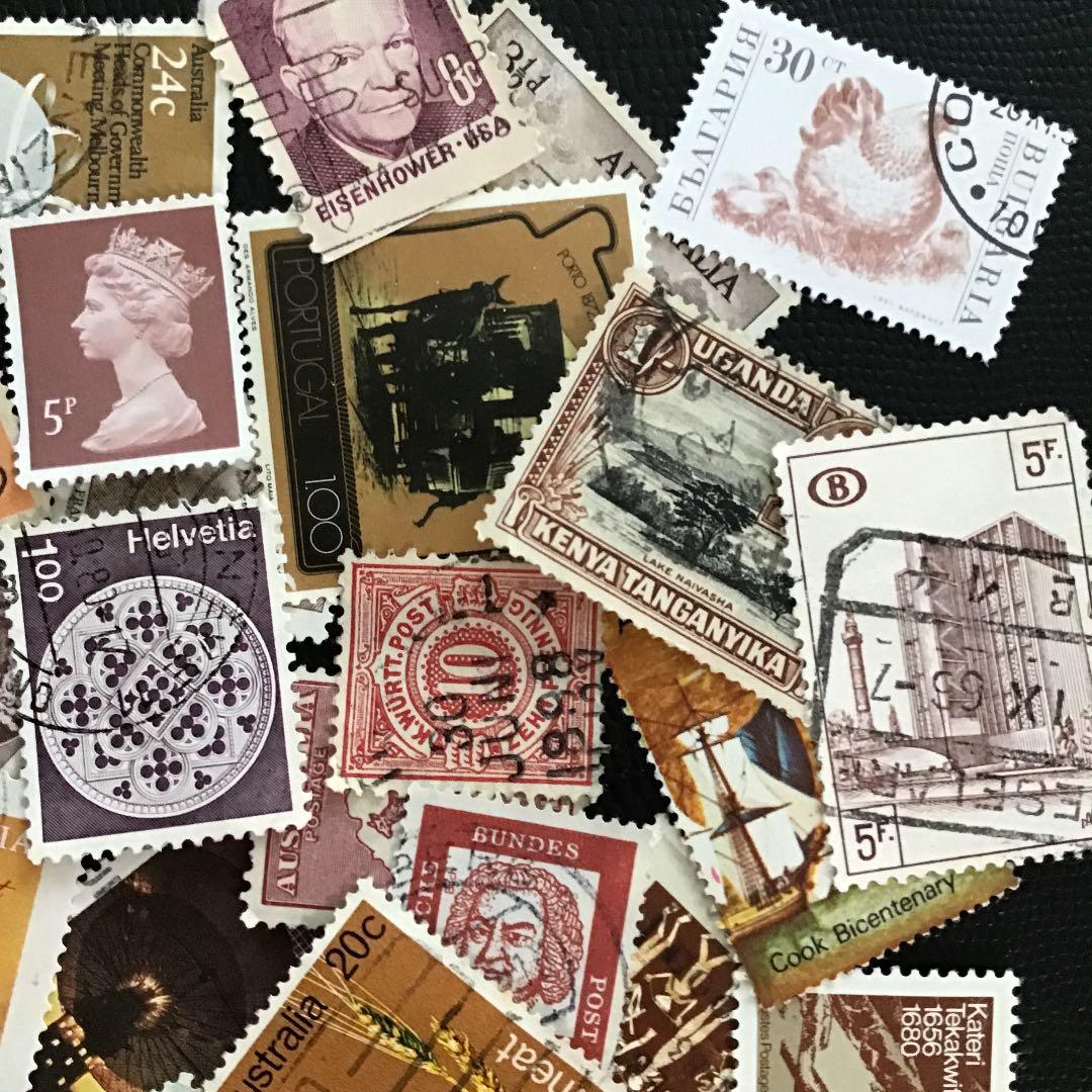海外ヴィンテージ使用済み切手（ブラウンカラー）ランダム50枚 - メルカリ