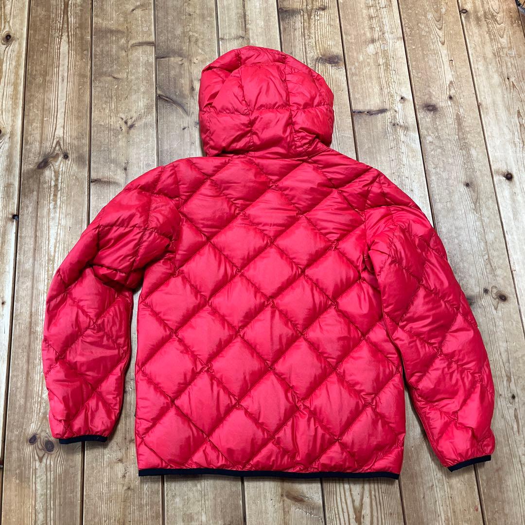 モンベル ダウンジャケット リバーシブル 黒 赤 フード ナイロン 中綿