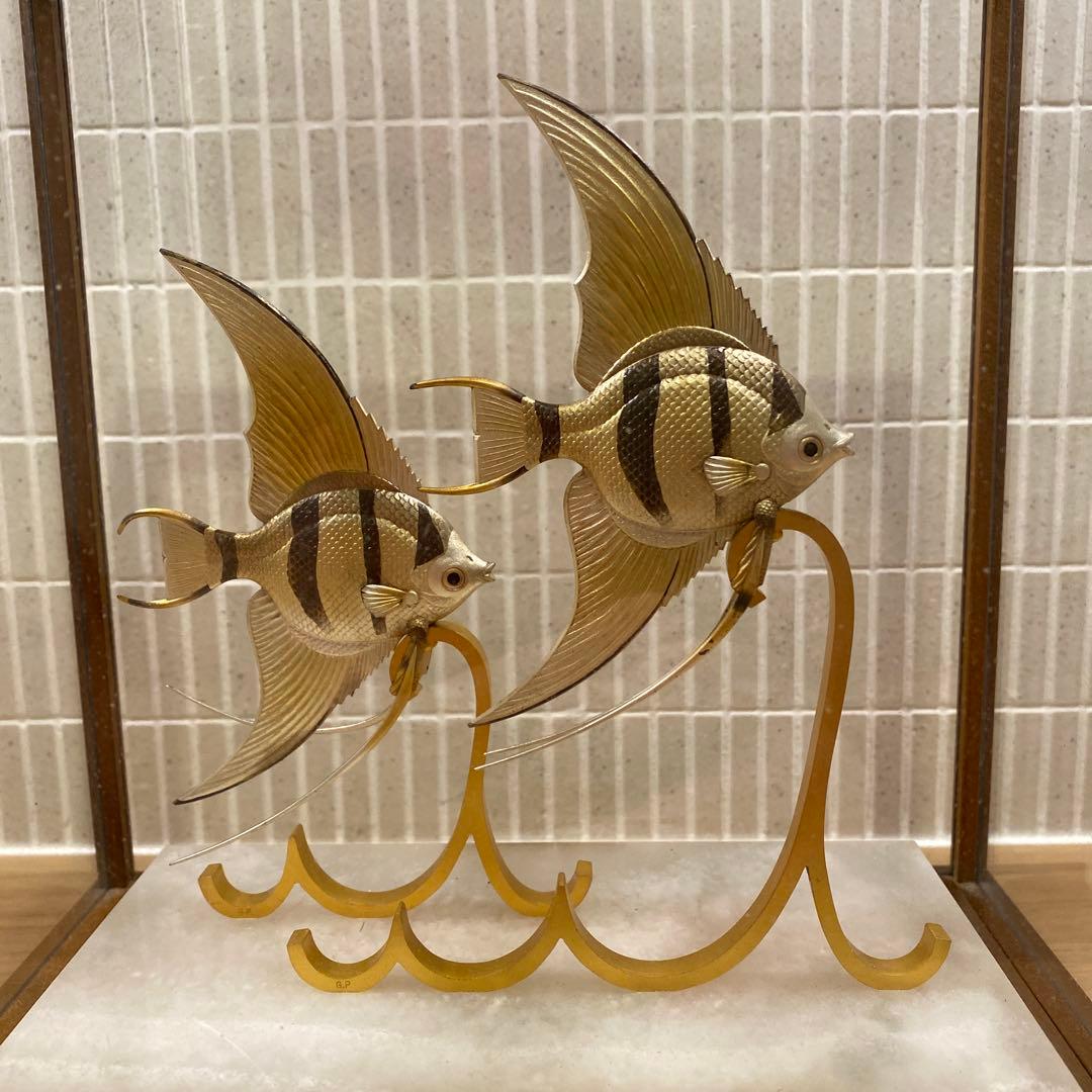 武比古　TAKEHIKO 日本　ガラス工芸　銀製　エンゼルフィッシュ