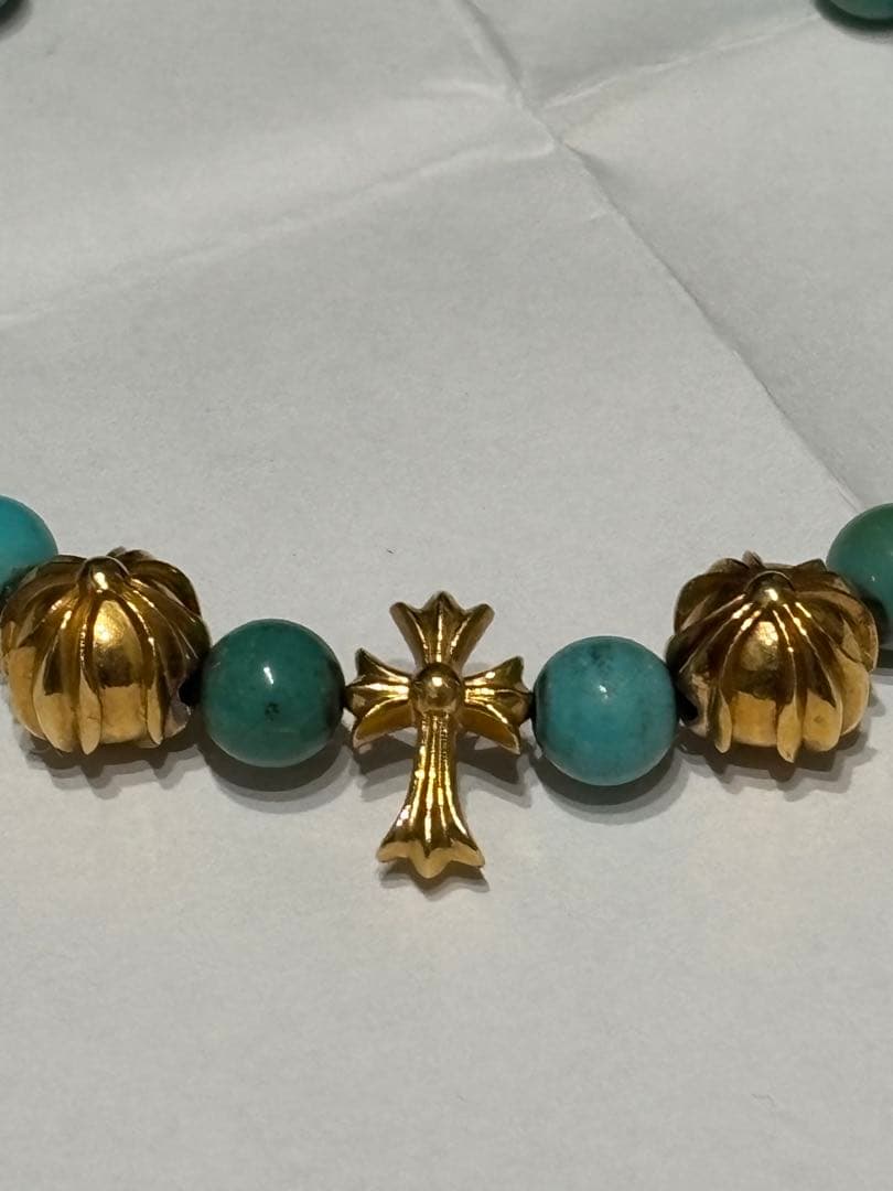 Chrome Hearts 24Kコールド　ビーズブレスレット6MM ターコイズ