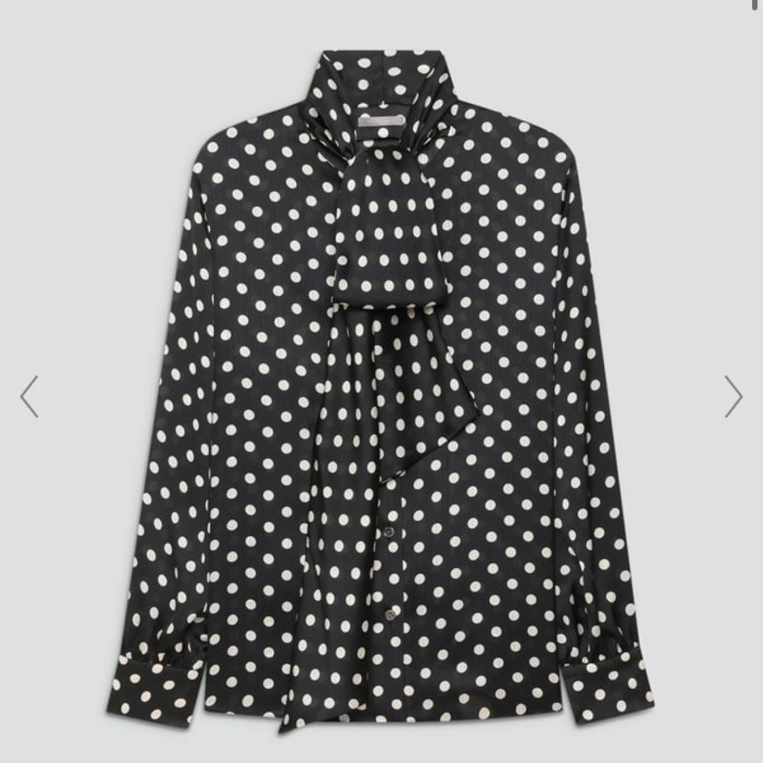 theory luxe 25AW 水玉プリント ドット柄 ボウタイブラウス