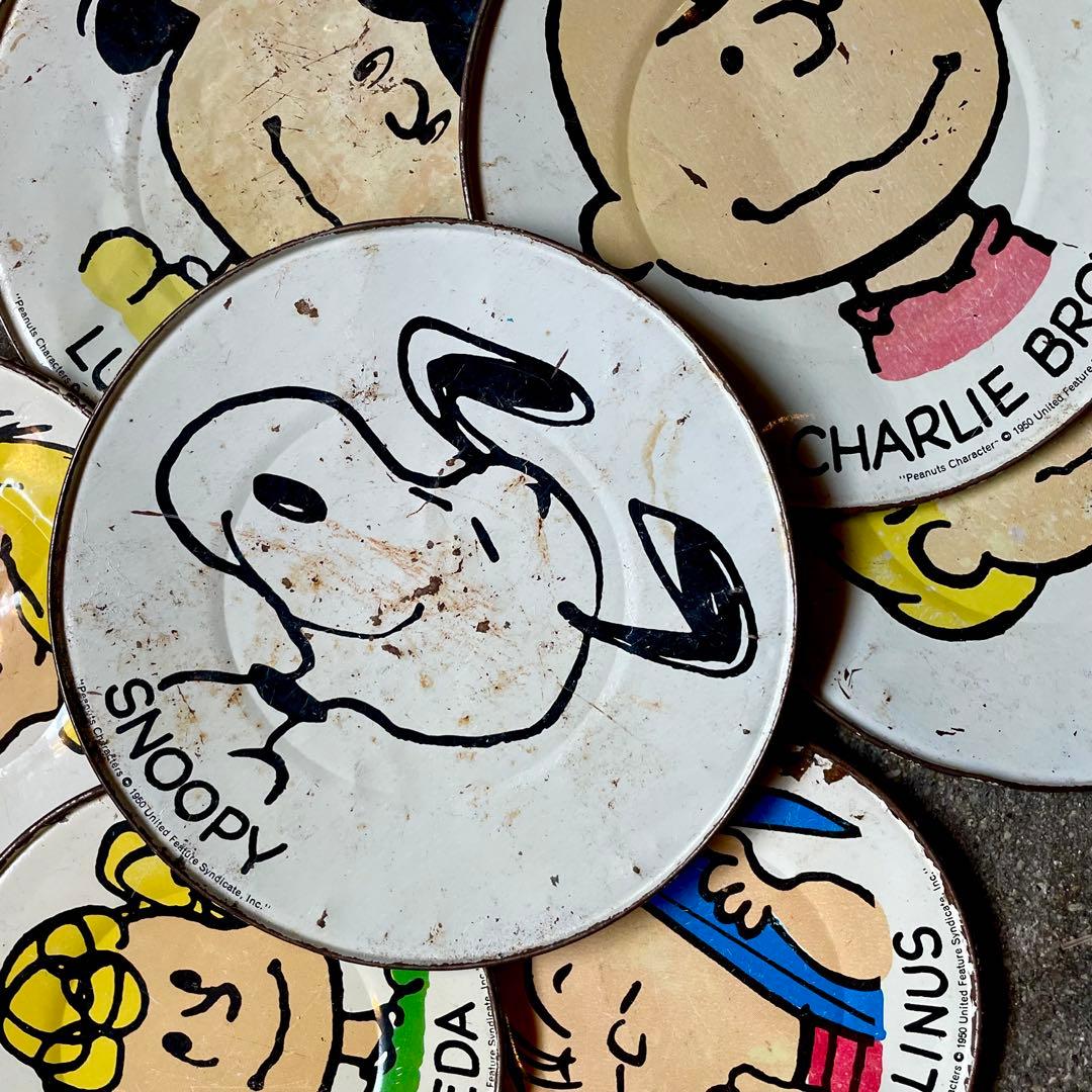 ヴィンテージ 7枚セットpeanutsスヌーピーブリキトレイ50's60's