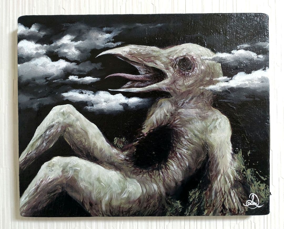 油絵【叫び】シュールレアリスム◆1点物の原画◆作者サイン入り◆F3号キャンバス 油絵【叫び】シュールレアリスム◇1点物の原画◇作者サイン入り◇F3号