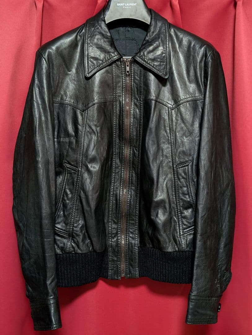 ウエスタン リブ レザー ジャケット ブラック エディスリマン