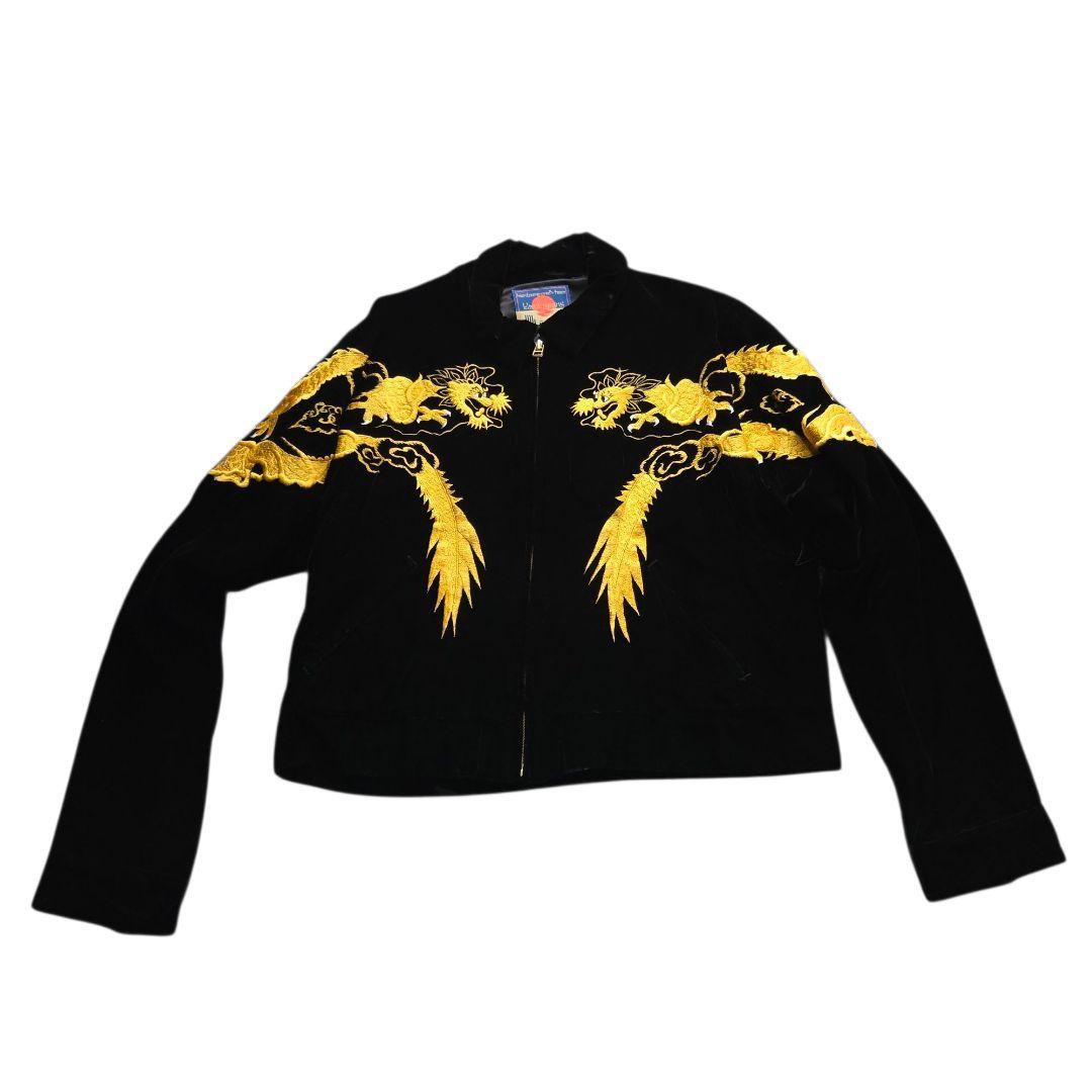 激レア black means スカジャン ベドジャン ベロア 別珍 黒 金