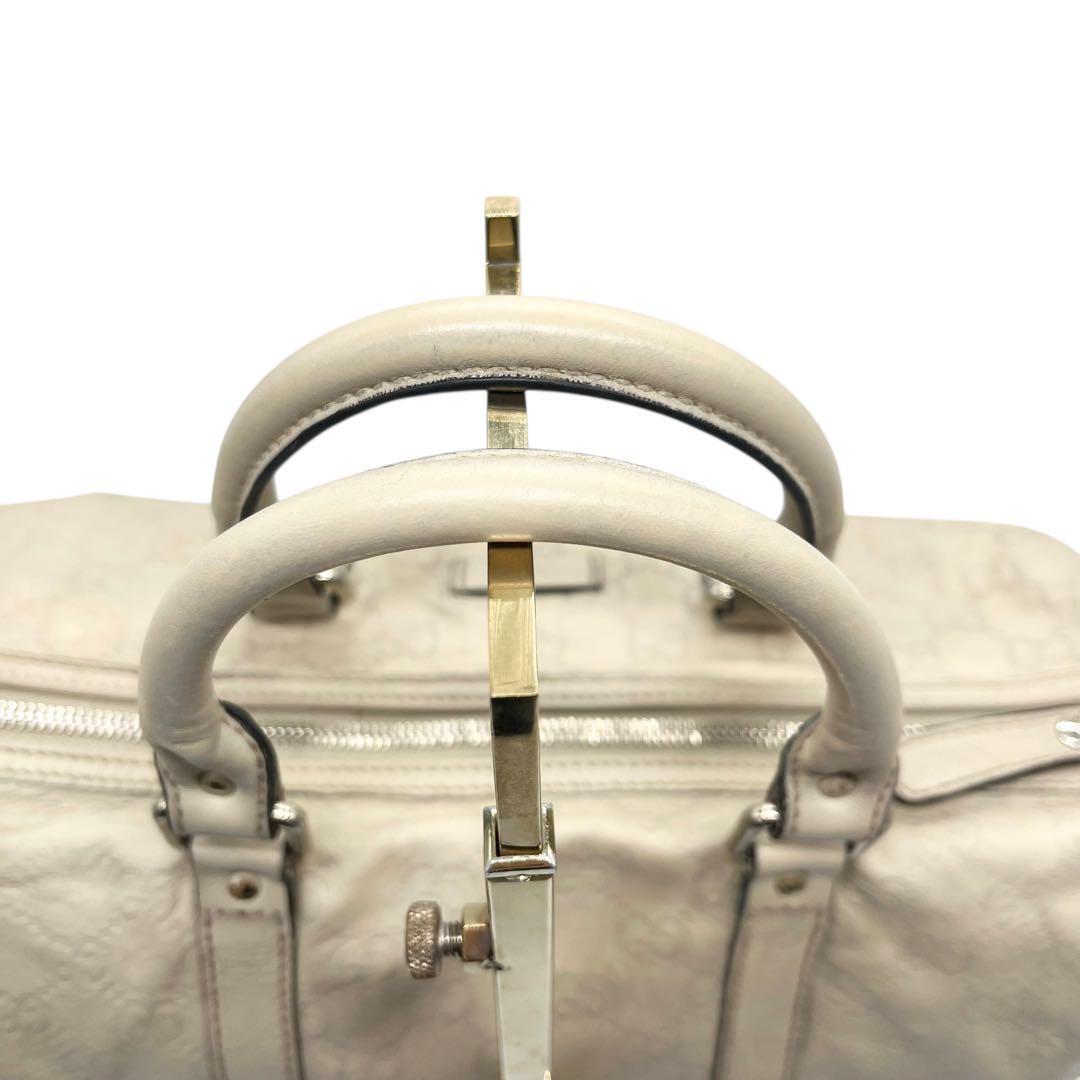 美品□グッチ ボストンバッグ グッチシマ アイボリー ハンドバッグ