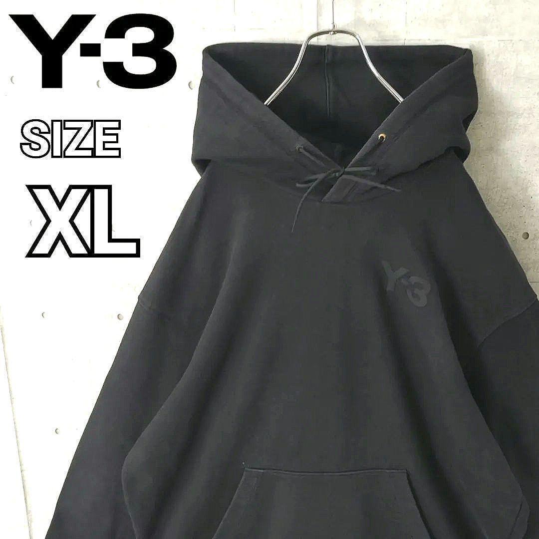 【ワイスリー】Y-3 ワンポイントロゴ スウェット パーカーXL 黒