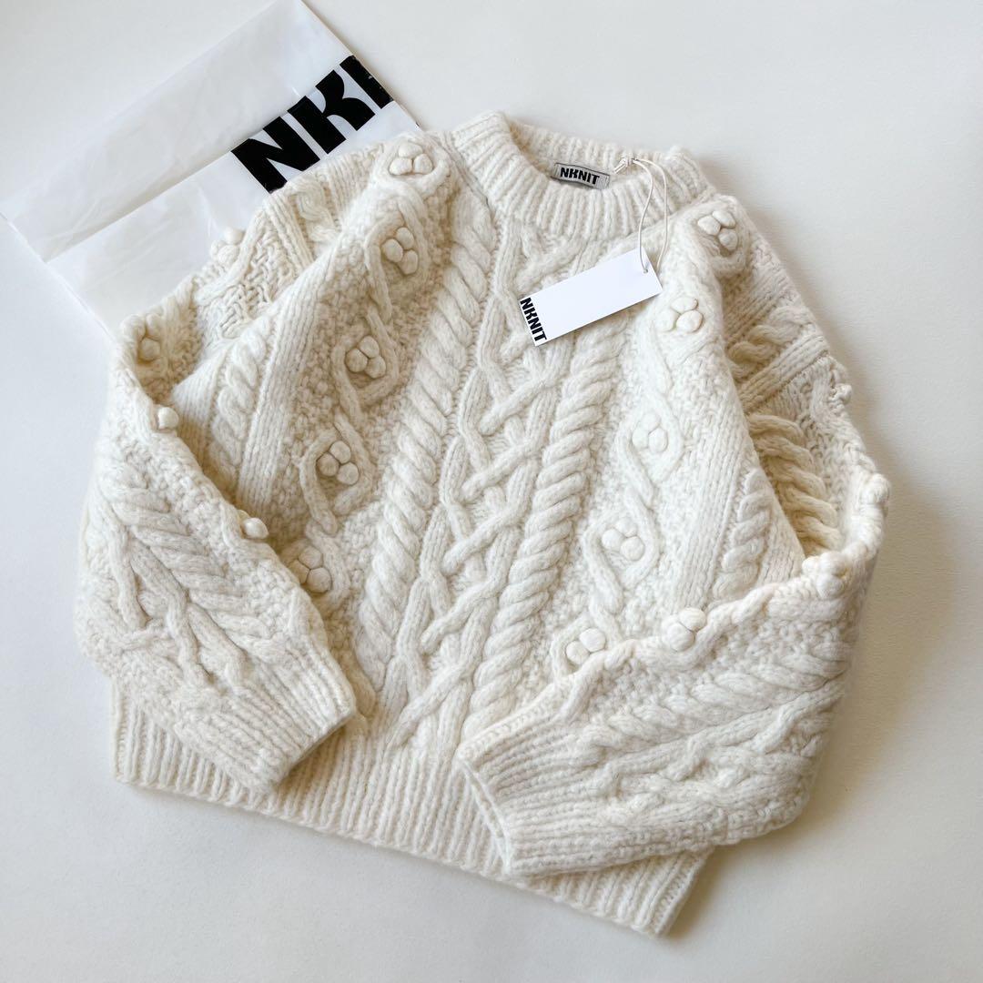 新品 完売 NKNIT bubble cable hand KNIT