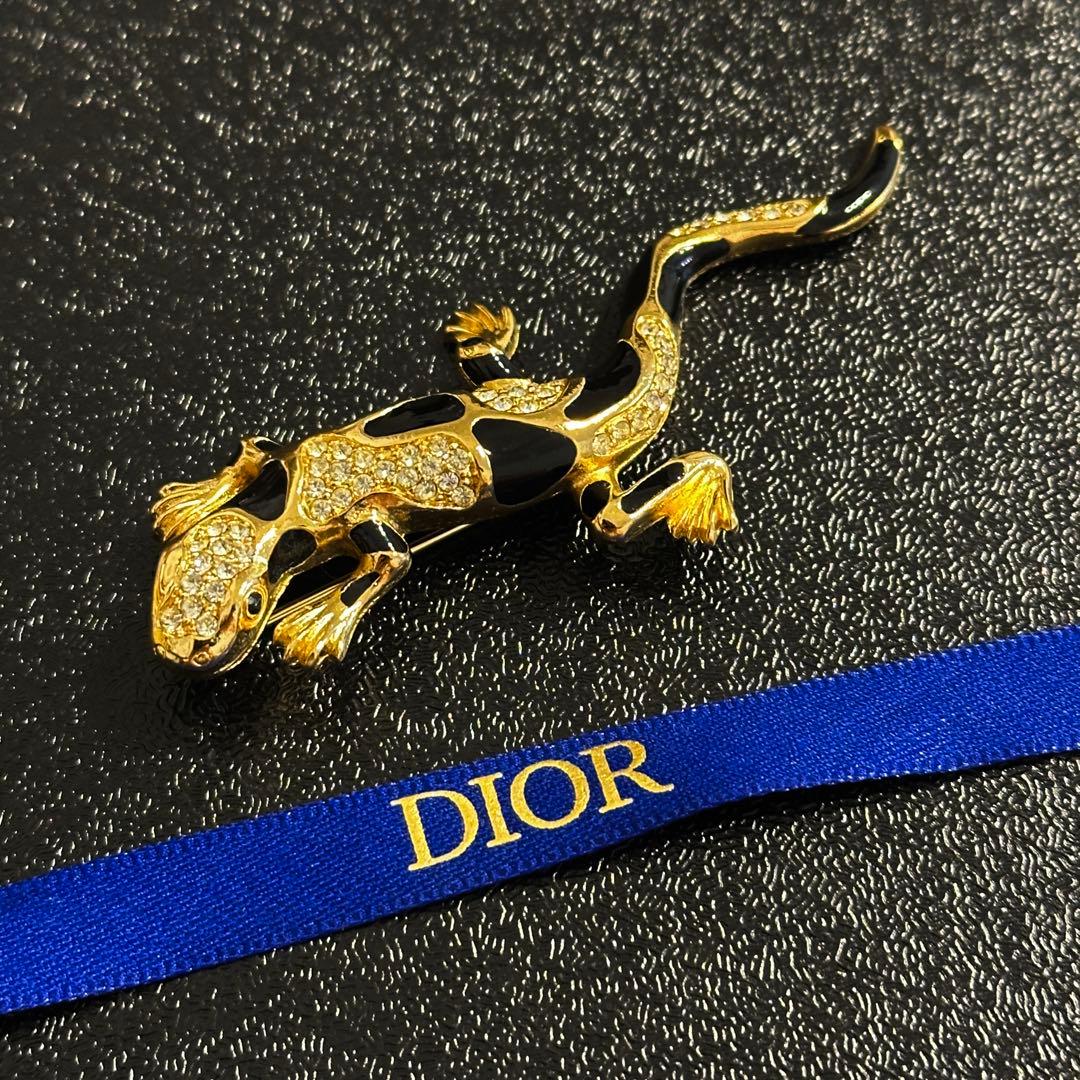 DIOR ヴィンテージ ブローチ トカゲ モチーフ アニマル レオパ ヒョウモントカゲモドキウインクブローチ(鏡面) | EmiriA online shop