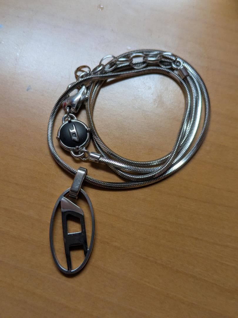 美品♡DIESEL ネックレス ディーゼル DIESEL ネックレス ブラック ダブルプレート メンズ