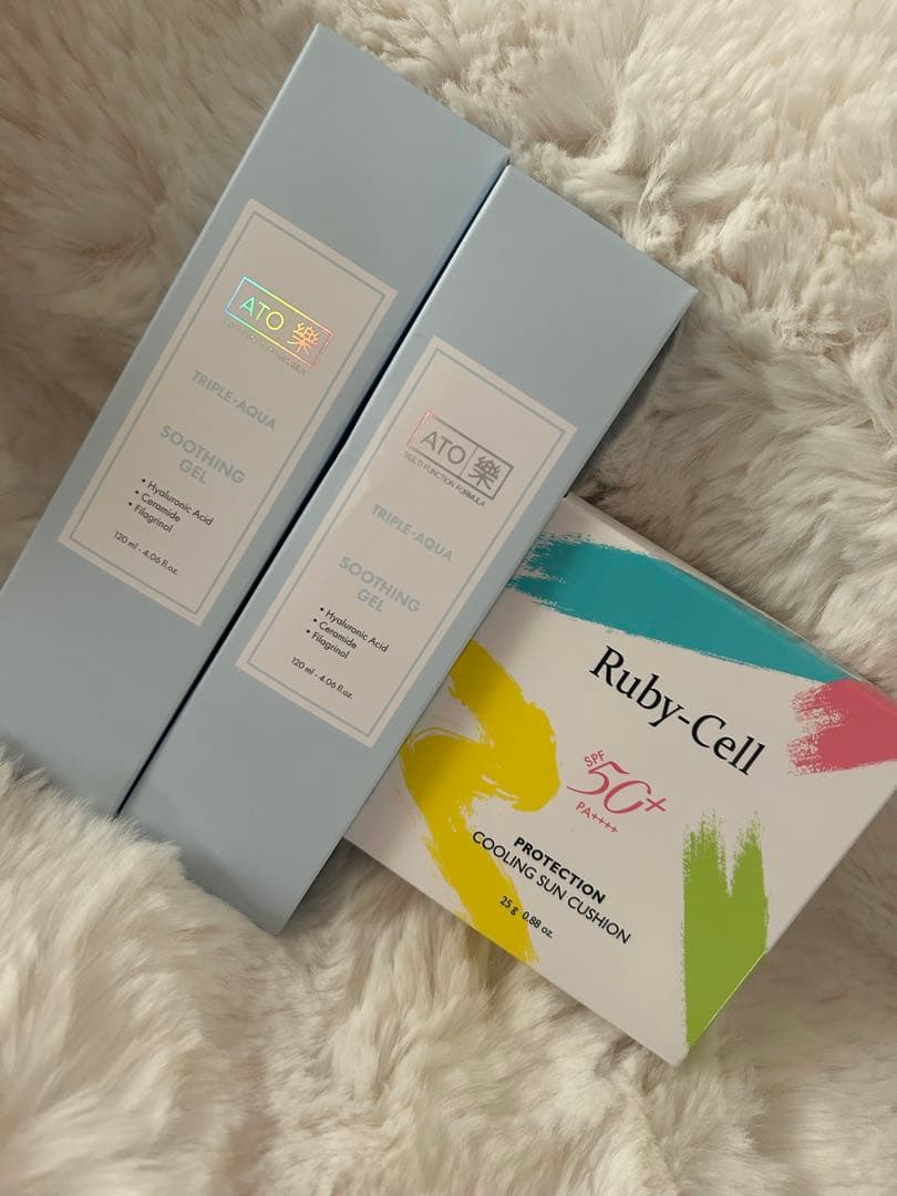 ルビーセル◯ATO楽ジェル２本コンパクト型日焼け止め3点セット