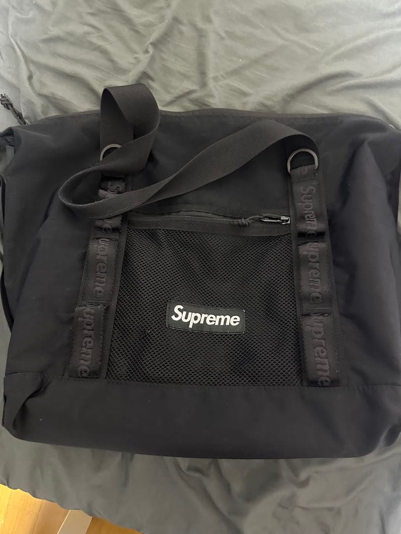 Supreme メッシュポケット トートバッグ ブラック