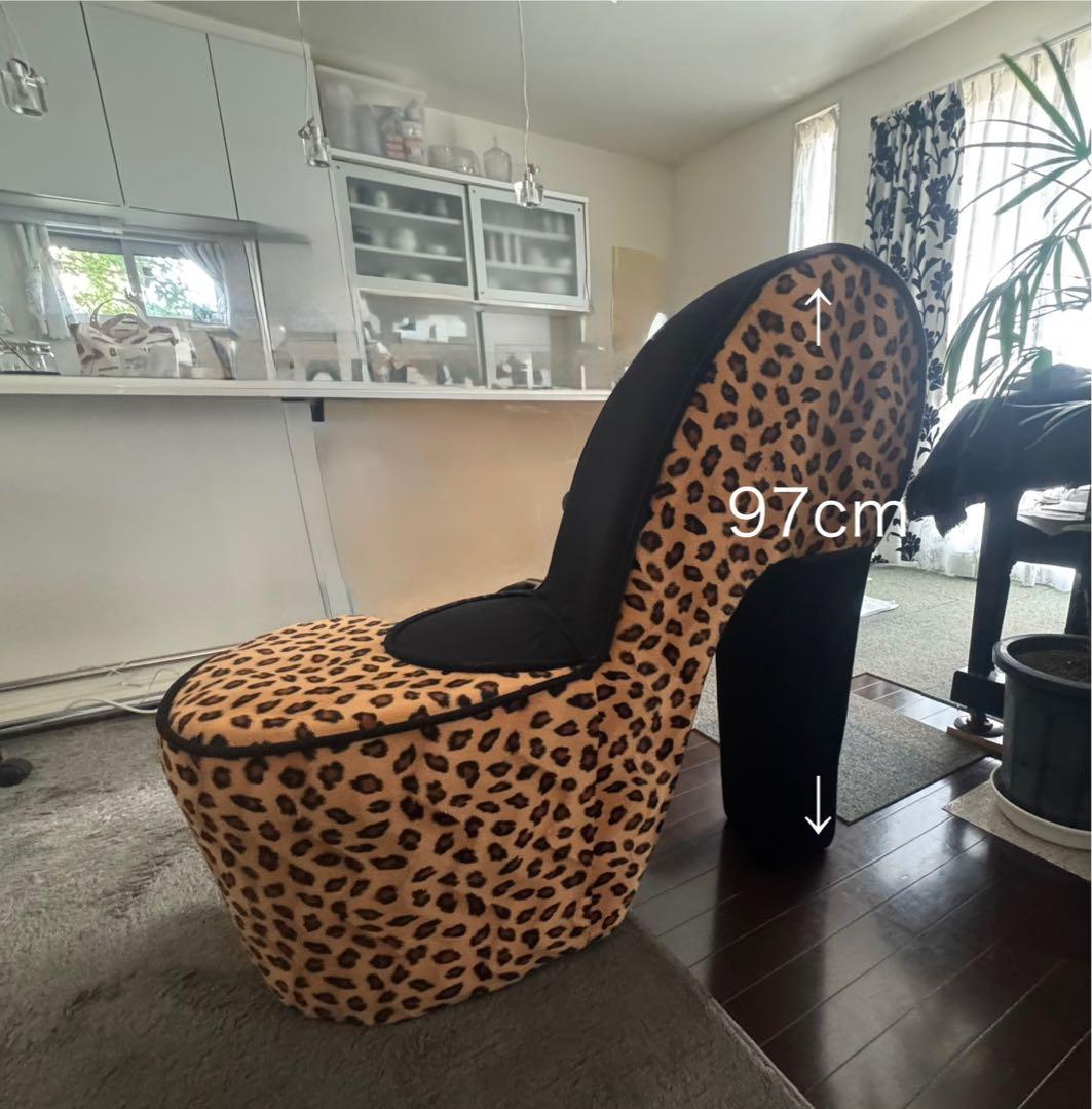 ヒール型椅子 ヒョウ柄