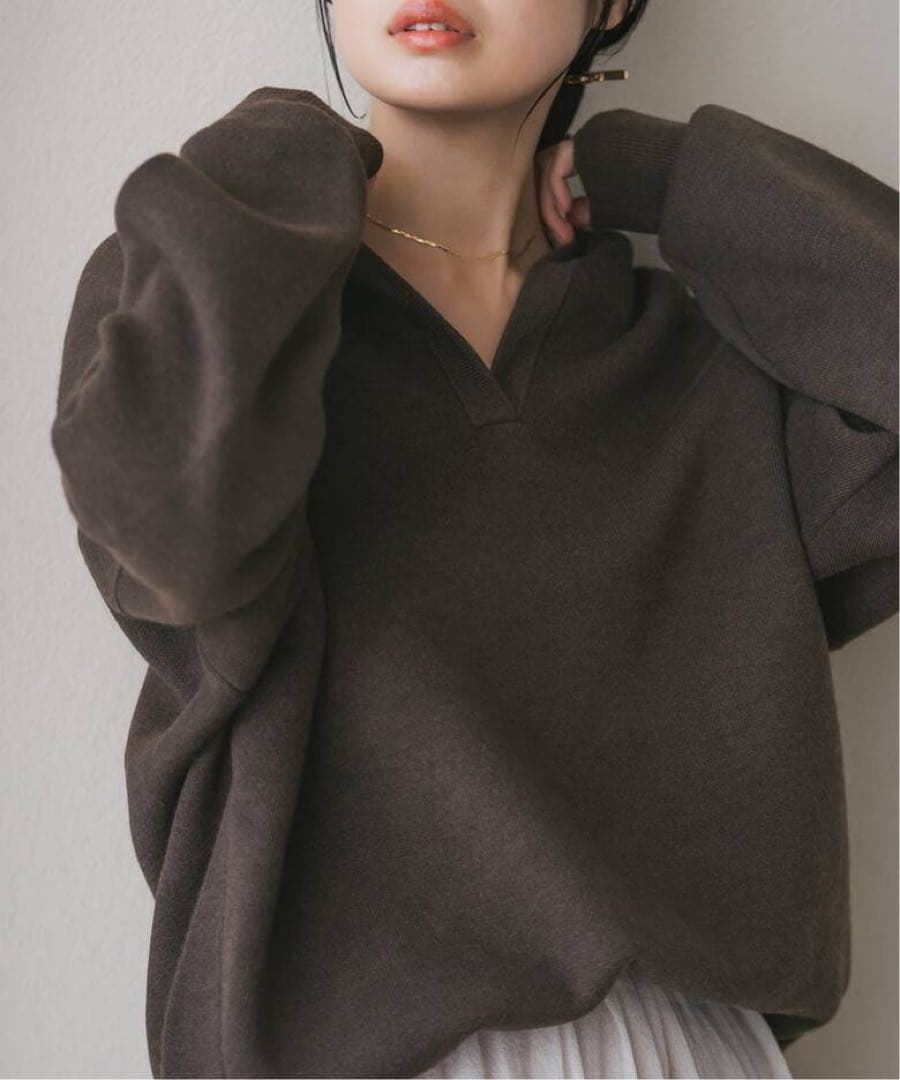 NOBLE 接結タック編みフードプルオーバー