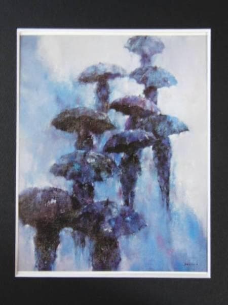 糸園和三郎、雨の日、希少な額装用画集より、美品、新品額装付