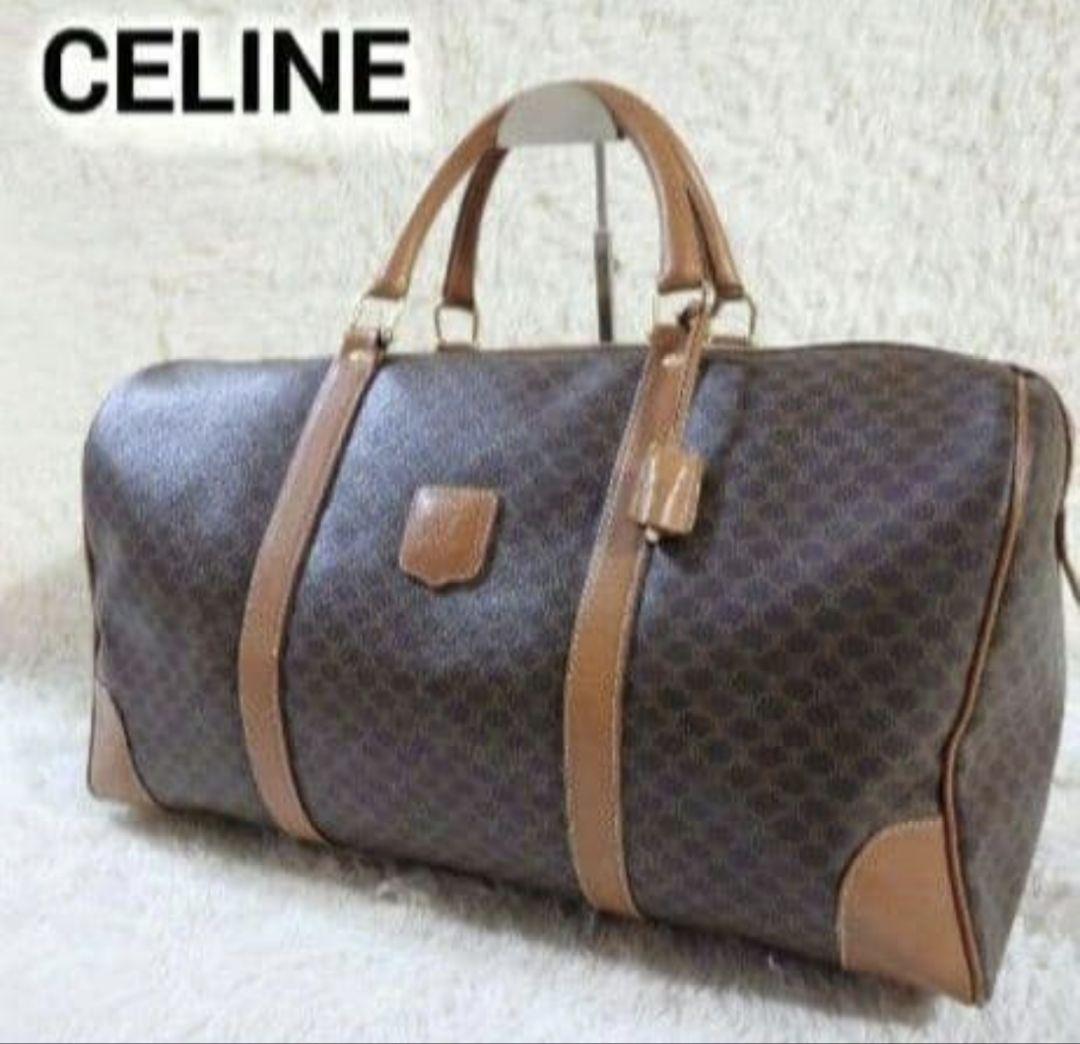 セリーヌ トリオンフ ボストンマカダム レザー ゴールド 南京錠 大容量 当時物 オールド セリーヌ ボストンバッグ 南京錠 マカダム柄