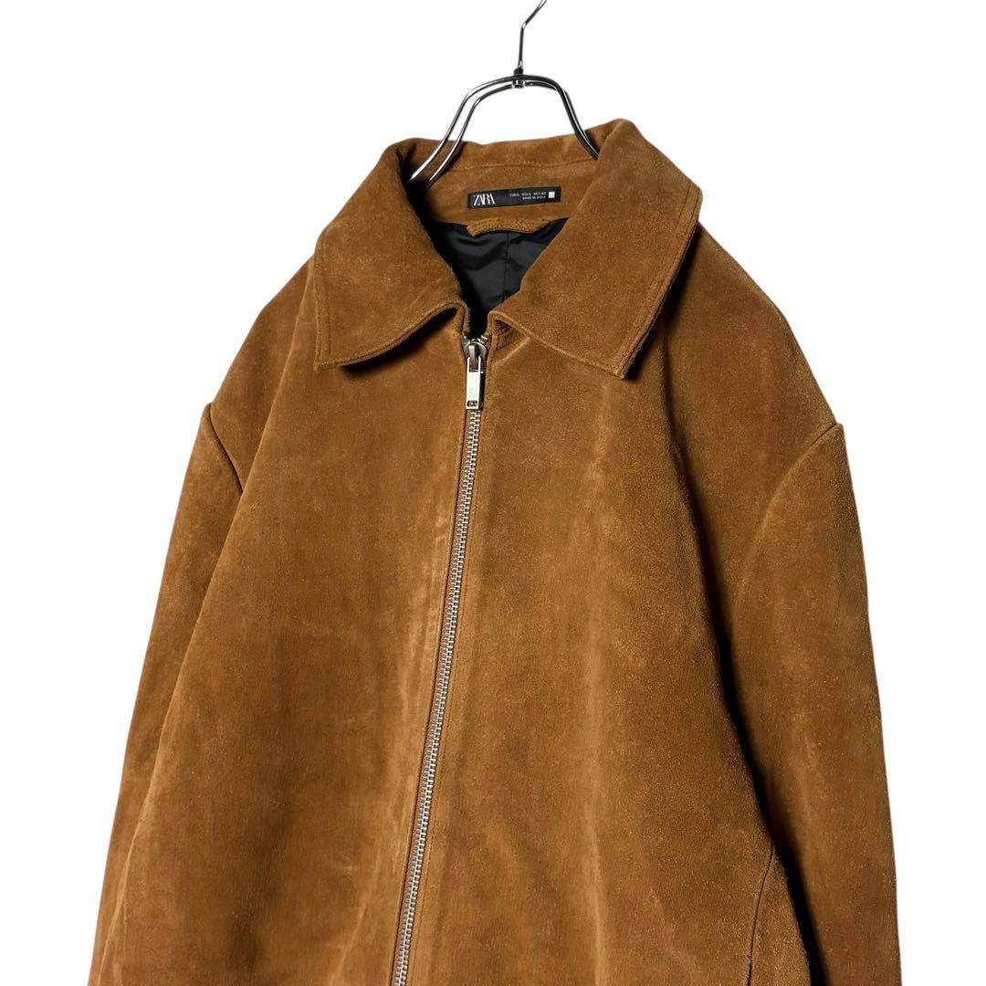 ZARAザラ スエードレザージャケット 茶色ブラウン L 短丈ブルゾン 革