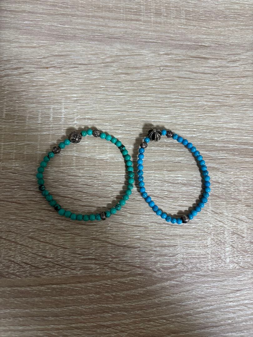 CHROME HEARTS ターコイズブルー ビーズブレスレット2本セット