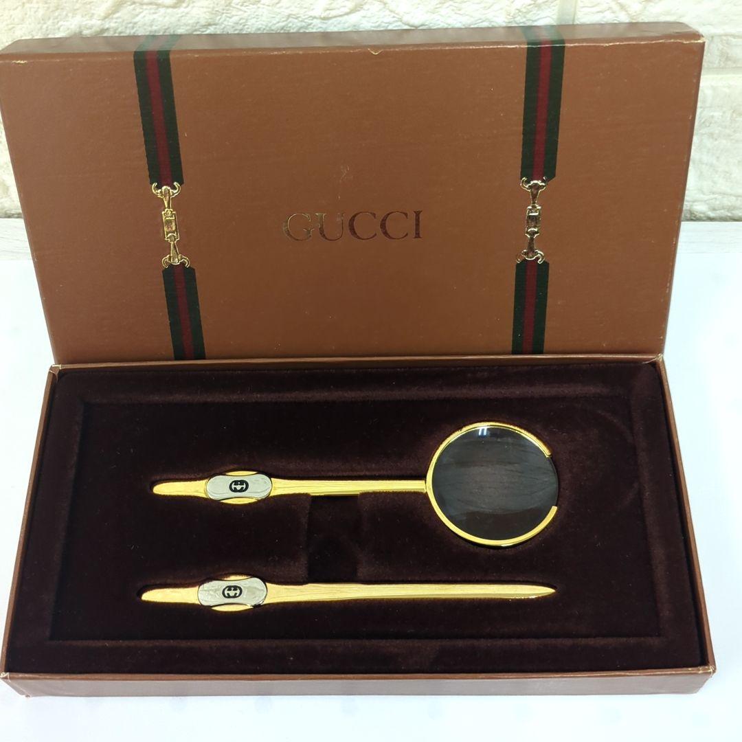 グッチ オールドグッチ ペーパーナイフ ルーペ セット ゴールド ヴィンテージ