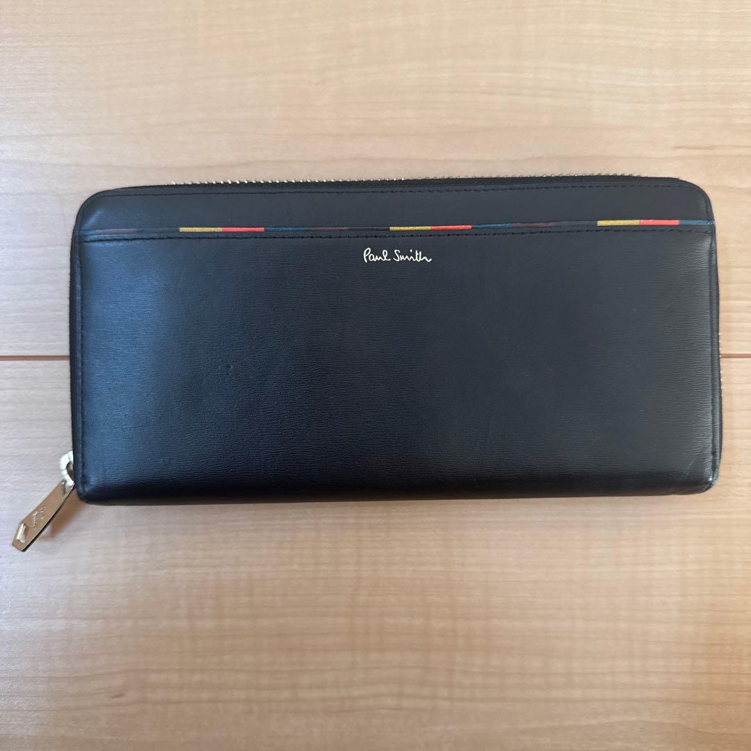 Paul Smith ブラック 長財布　マルチストライプ