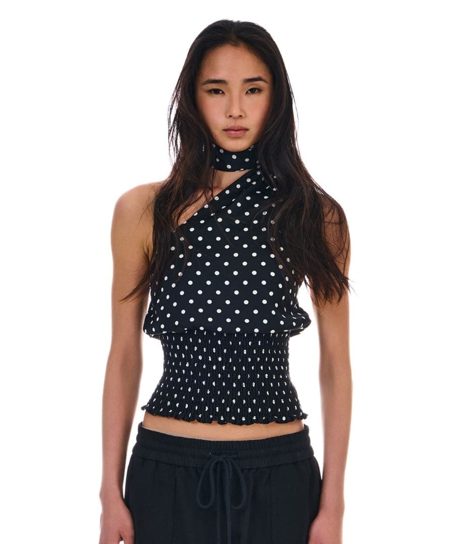 トップス BEEDEN DOTS SCARF NECK TOPS